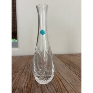 Tiffany & Co. Merion Clear Crystal Etched Vase 8” - Elegant Floral Design